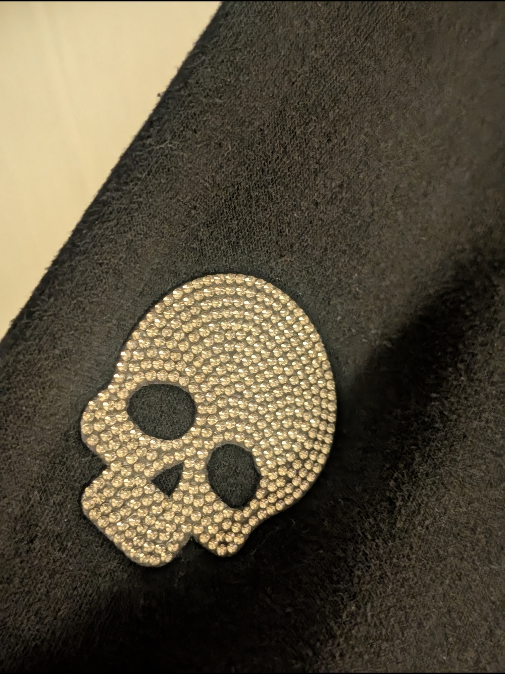 No Boundaries Edgy Goth Black Hoodie with Embellished Skull Sleeves - Picture 5 of 7